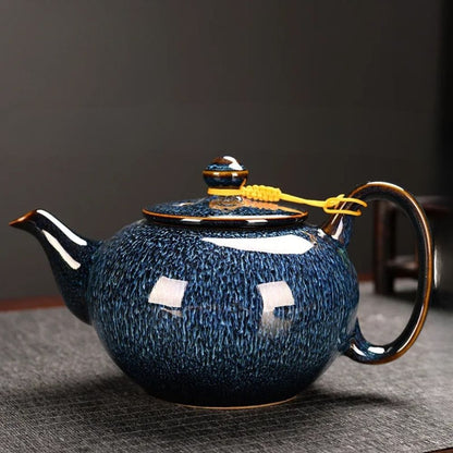 Théière en céramique Tianmu 750 ml glaçure brillante & anse levier