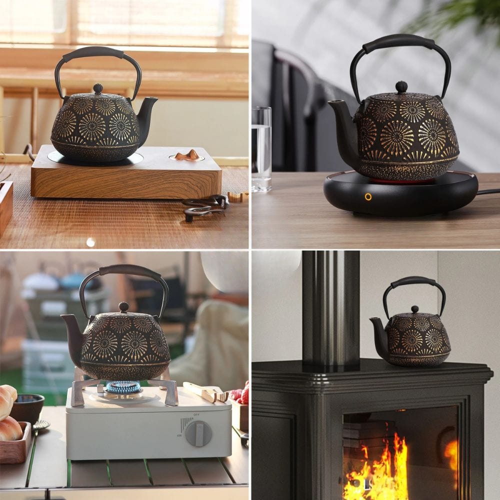 Théière en fonte japonaise motif Sakura émaillée 1,2L