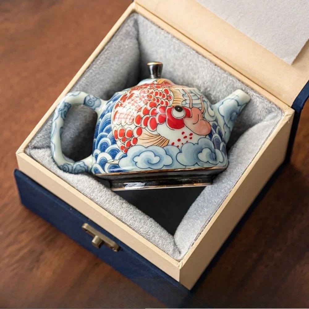 Théière en porcelaine décor sous glaçure 120 ml avec infuseur