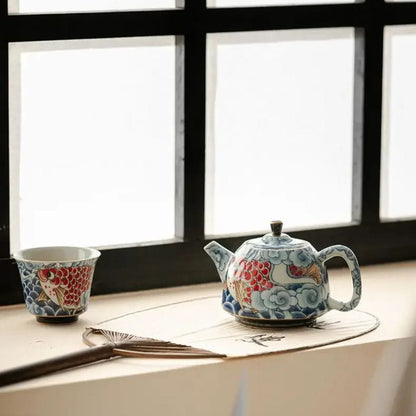 Théière en porcelaine décor sous glaçure 120 ml avec infuseur