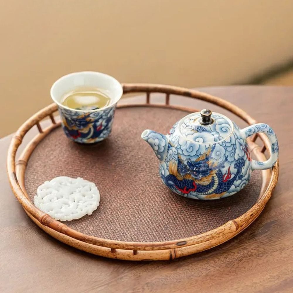 Théière en porcelaine décor sous glaçure 120 ml avec infuseur