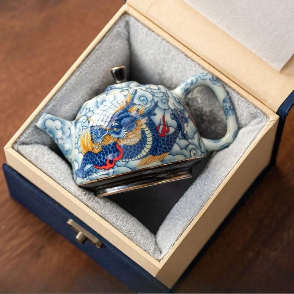 Théière en porcelaine décor sous glaçure 120 ml avec infuseur