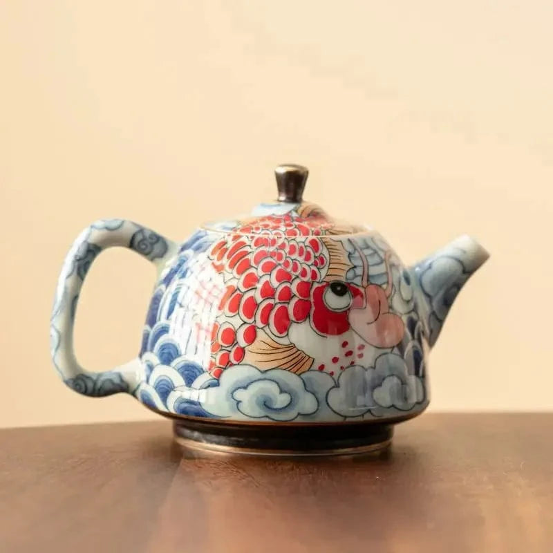 Théière en porcelaine décor sous glaçure 120 ml avec infuseur