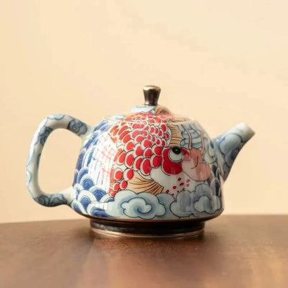 Théière en porcelaine décor sous glaçure 120 ml avec infuseur