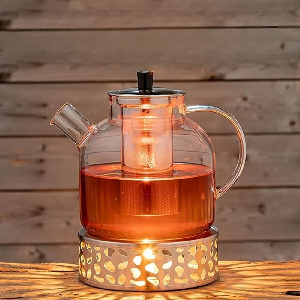 Théière en verre 1,5 L avec infuseur inox amovible design moderne