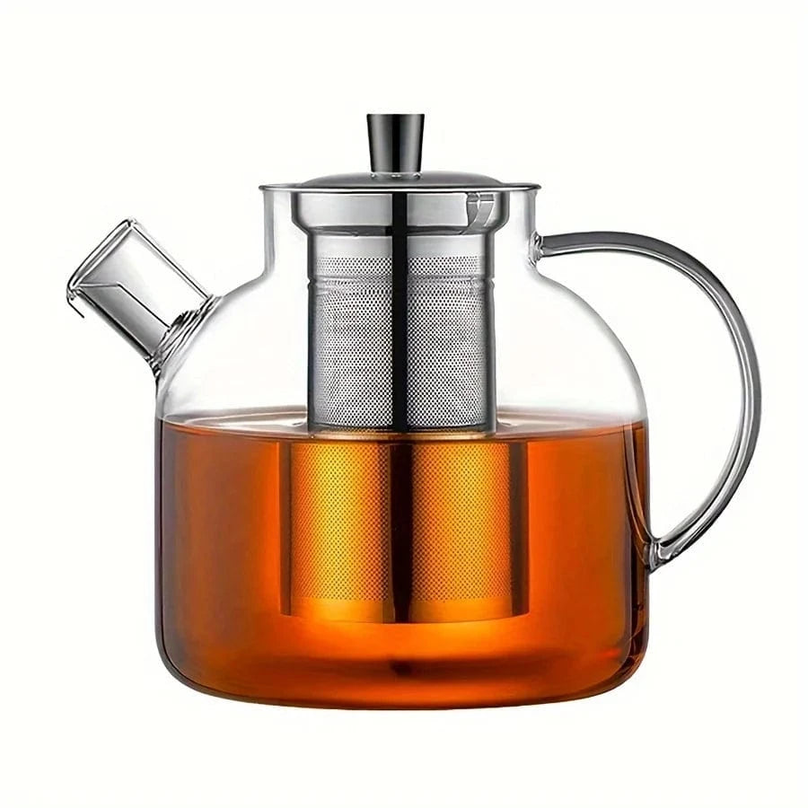 Théière en verre 1,5 L avec infuseur inox amovible design moderne