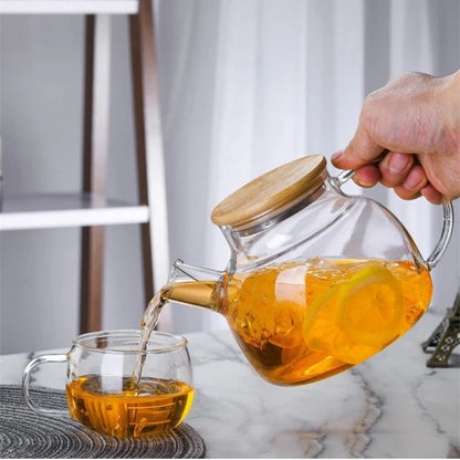 Théière en verre avec couvercle bambou 1L ou 1,8L