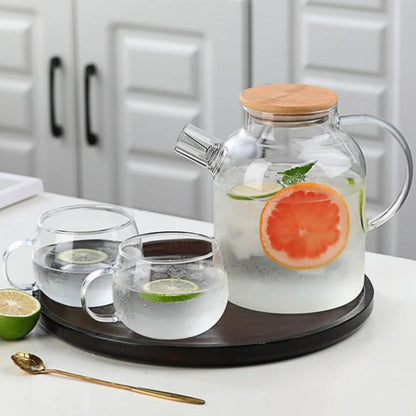 Théière en verre avec couvercle bambou 1L ou 1,8L