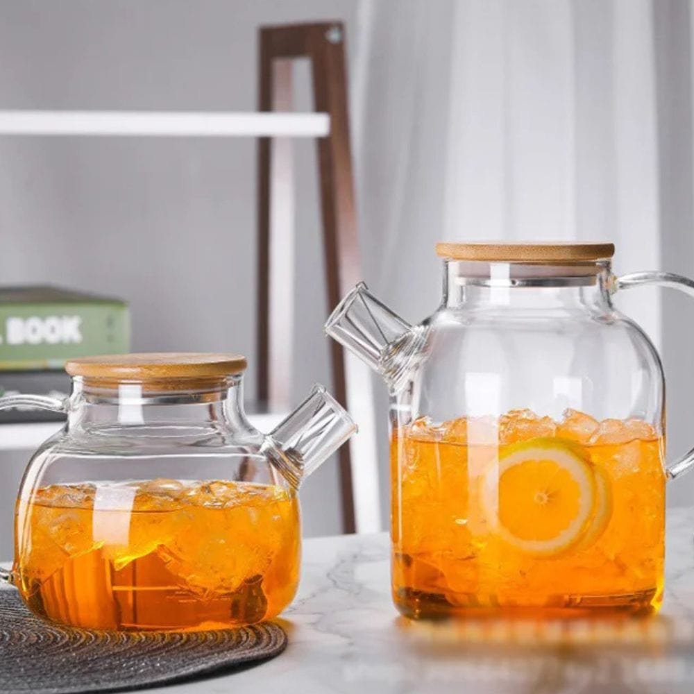 Théière en verre avec couvercle bambou 1L ou 1,8L
