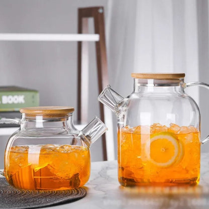Théière en verre avec couvercle bambou 1L ou 1,8L