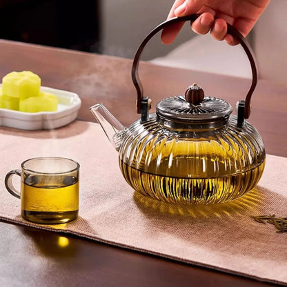 Théière en verre avec filtre vapeur 900 ml design transparent