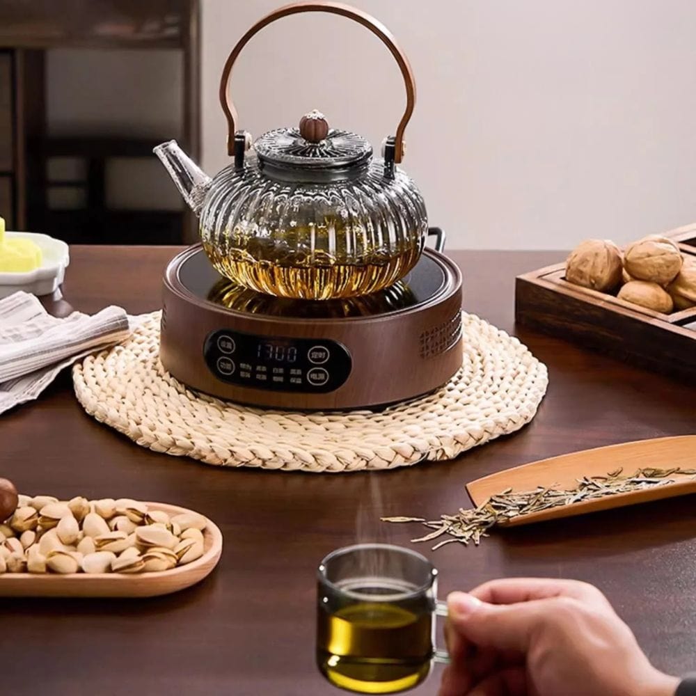 Théière en verre avec filtre vapeur 900 ml design transparent