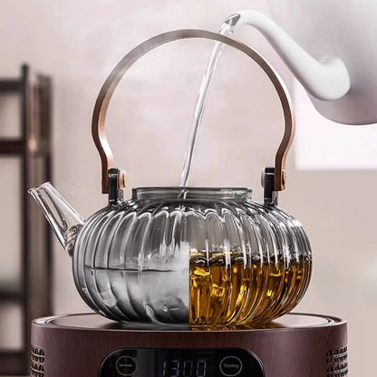 Théière en verre avec filtre vapeur 900 ml design transparent