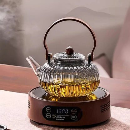 Théière en verre avec filtre vapeur 900 ml design transparent