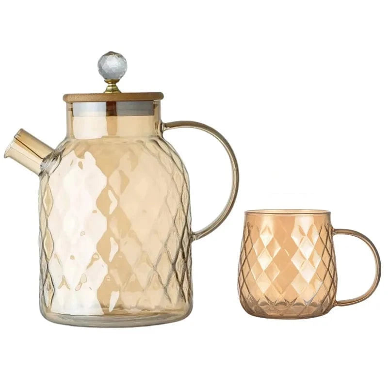 Théière en verre borosilicate 1,8L avec couvercle bambou