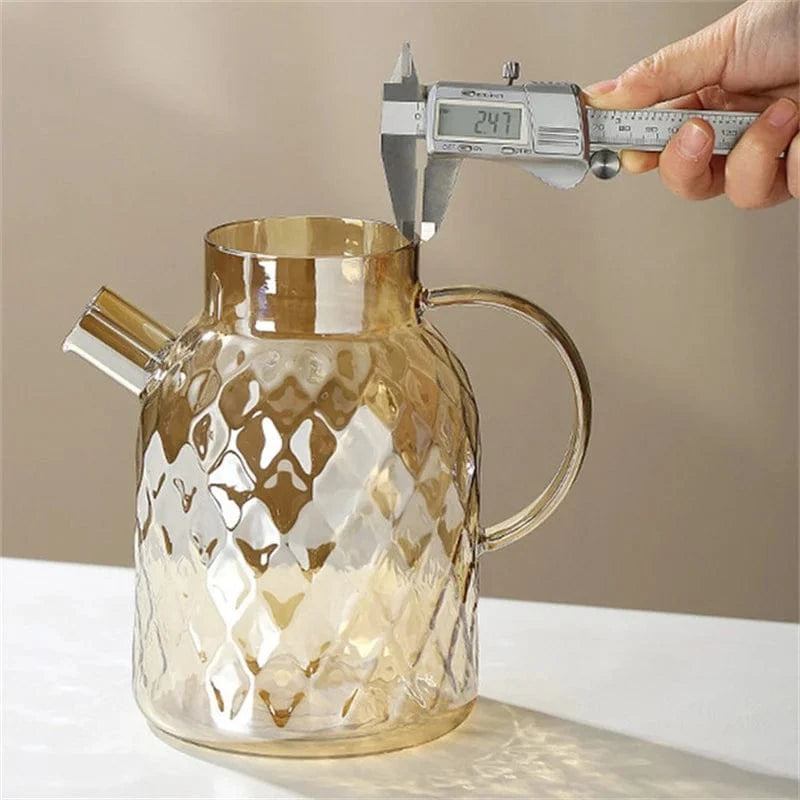 Théière en verre borosilicate 1,8L avec couvercle bambou