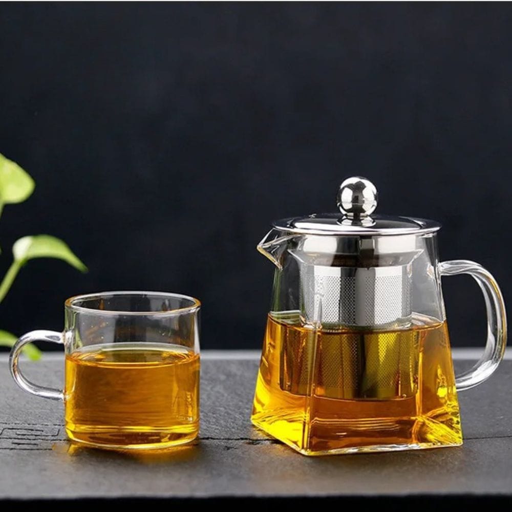 Théière En Verre Résistant à La Chaleur Avec Infuseur - Ensemble Théière Et Tasses Élégant 750ml Ou 500ml