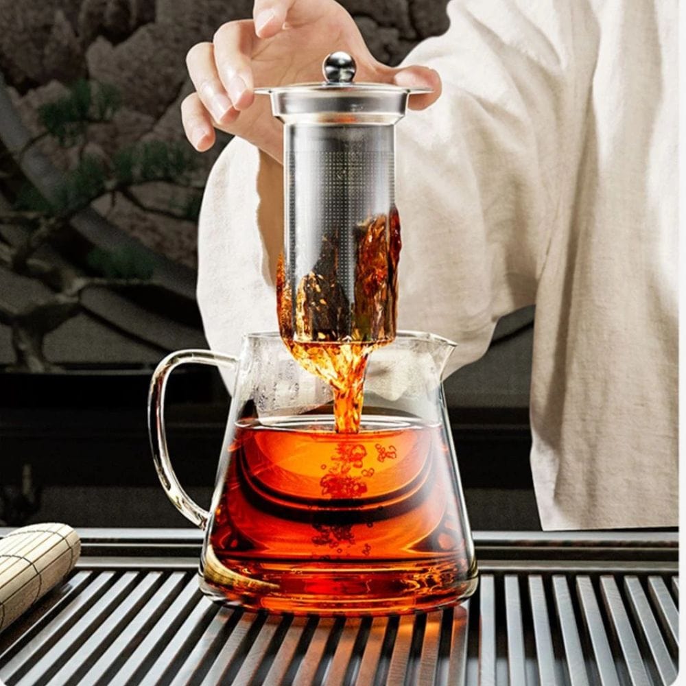 Théière en verre borosilicate 500 ml avec filtre inox intégré