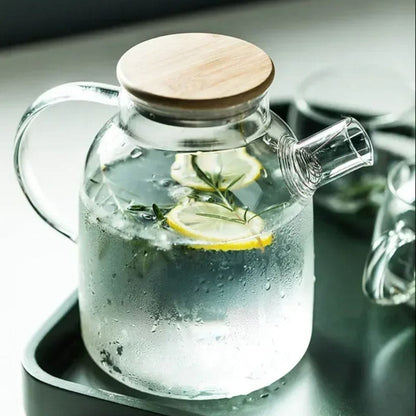 Théière en verre borosilicate avec couvercle bois 1L ou 1,8L