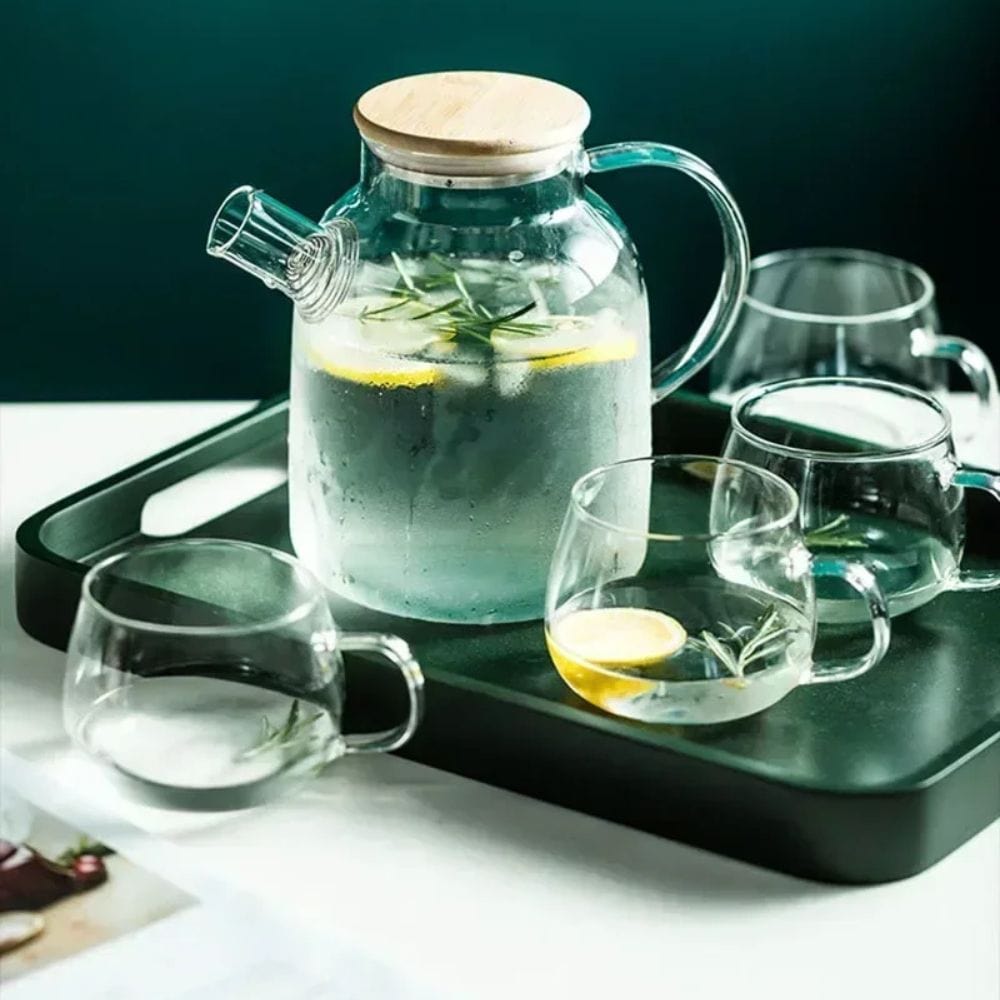 Théière en verre borosilicate avec couvercle bois 1L ou 1,8L