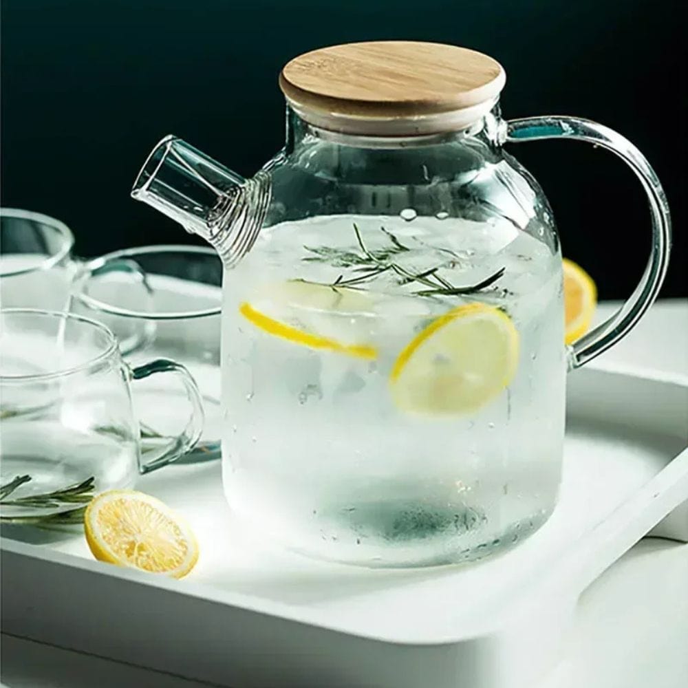 Théière en verre borosilicate avec couvercle bois 1L ou 1,8L