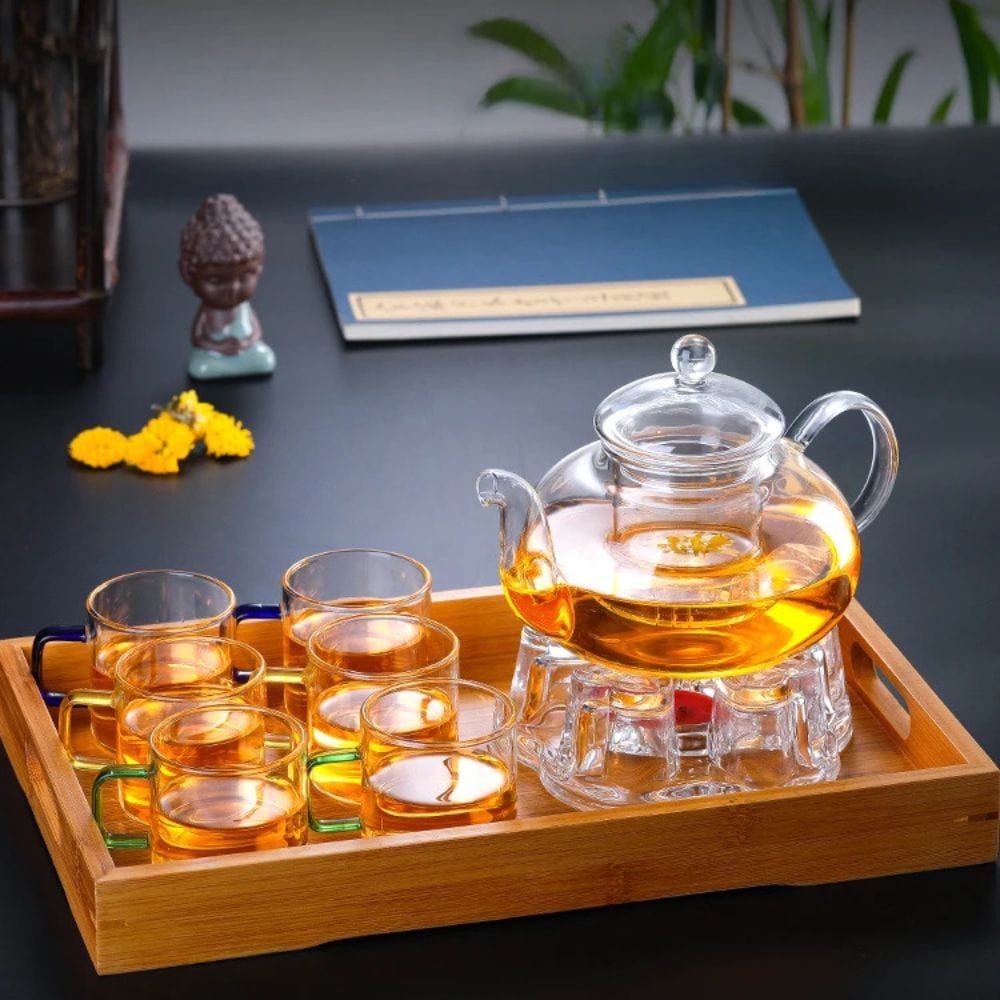 Théière en verre borosilicate avec filtre 400 ml à 1,6 L