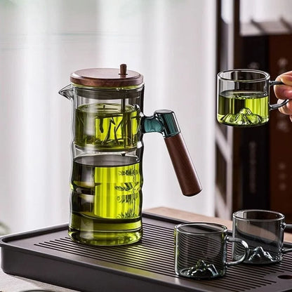 Théière en verre forme bambou avec filtre Set 500 ml