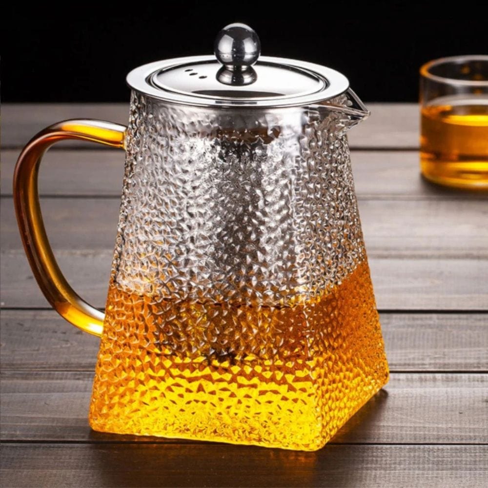 Théière en verre martelé 400 ml avec filtre inox intégré