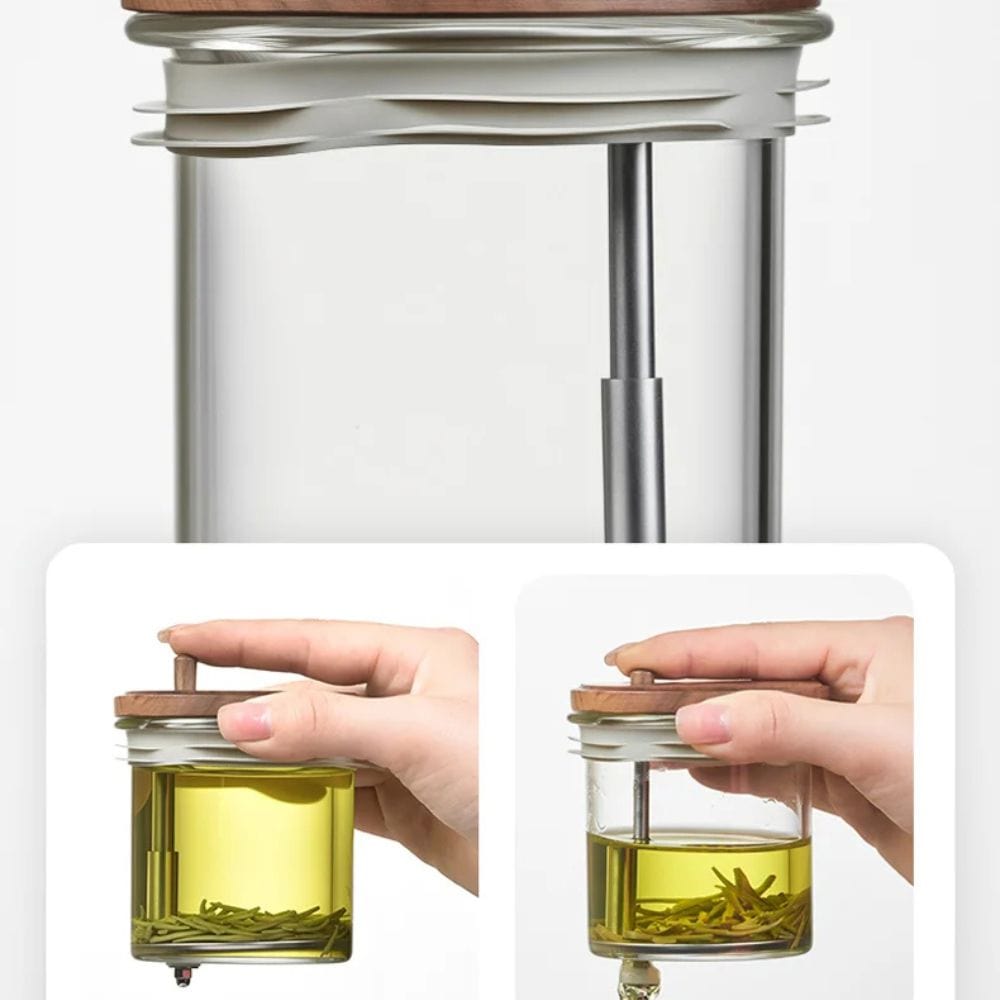 Théière individuelle à filtre intégré verre & noyer 650 ml