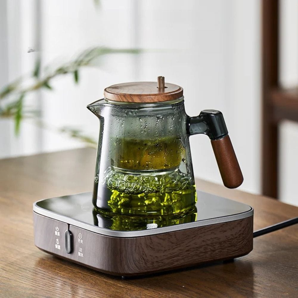 Théière individuelle à filtre intégré verre & noyer 650 ml