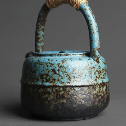 Théière japonaise en grès 460 ml anse large et émaillage artisanal