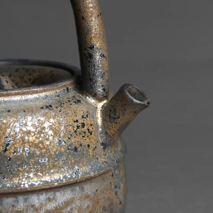 Théière japonaise en grès 460 ml anse large et émaillage artisanal