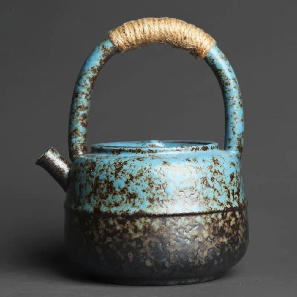 Théière japonaise en grès 460 ml anse large et émaillage artisanal